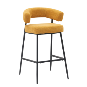 Hot Sale Fabric Seat Metal Frame Height Fixed Orange Bar Stool High Bar Chair