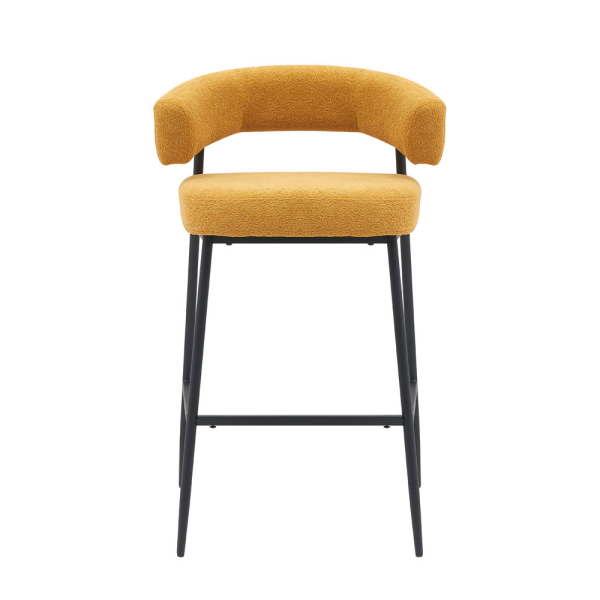 Hot Sale Fabric Seat Metal Frame Height Fixed Orange Bar Stool High Bar Chair