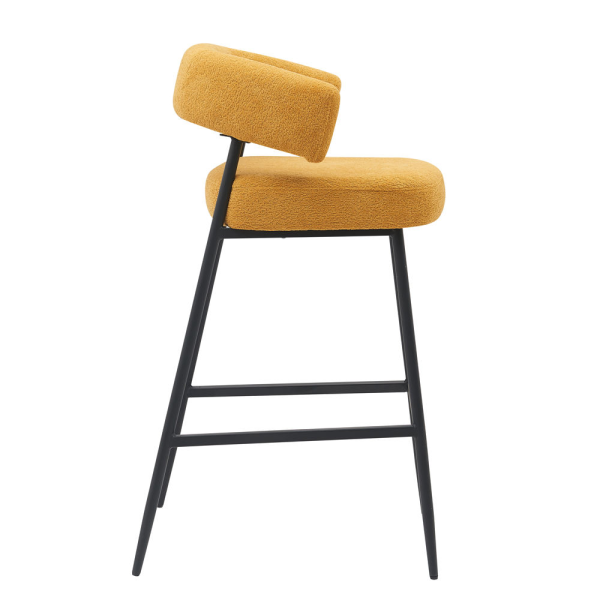 Hot Sale Fabric Seat Metal Frame Height Fixed Orange Bar Stool High Bar Chair
