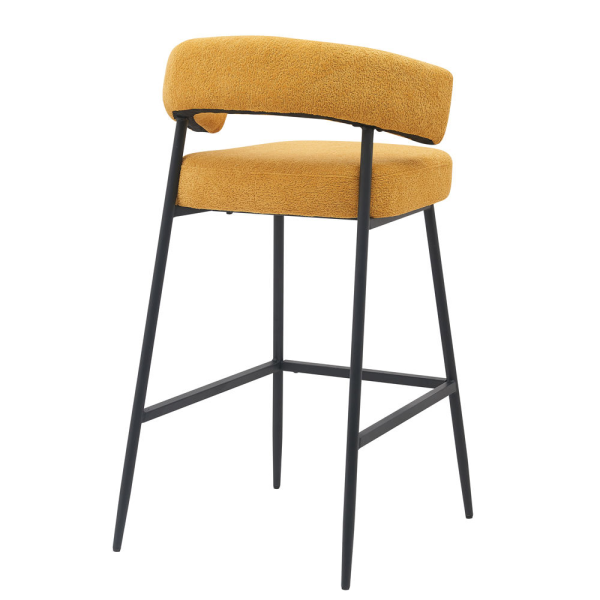 Hot Sale Fabric Seat Metal Frame Height Fixed Orange Bar Stool High Bar Chair
