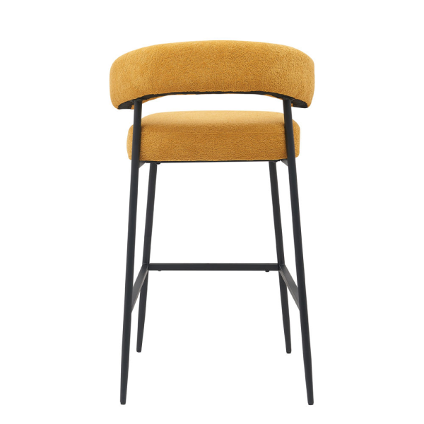 Hot Sale Fabric Seat Metal Frame Height Fixed Orange Bar Stool High Bar Chair