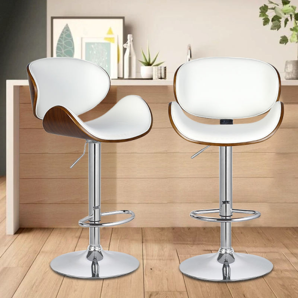Contemporary Luxury Leather Counter Height Swivel High Bar Stool Chair