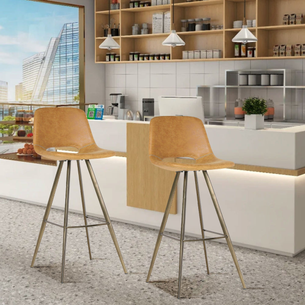 Modern Metal Frame Counter Height Bar Stools for Kitchen Island Coffee Shop Bar