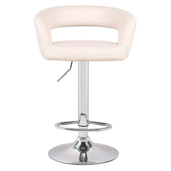 Custom Luxury Leather White Bar Stool Rotating Adjustable Counter Height Bar Stools