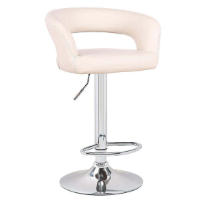 Custom Luxury Leather White Bar Stool Rotating Adjustable Counter Height Bar Stools