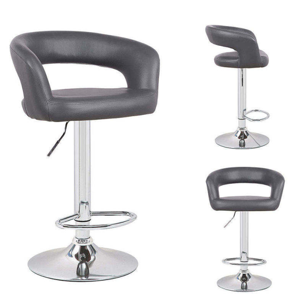 Custom Luxury Leather White Bar Stool Rotating Adjustable Counter Height Bar Stools