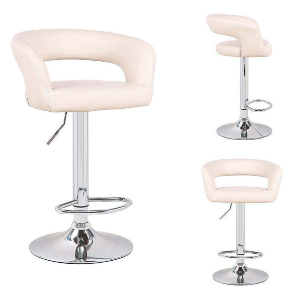 Custom Luxury Leather White Bar Stool Rotating Adjustable Counter Height Bar Stools