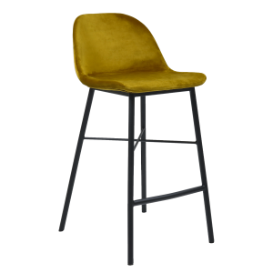 Modern Luxury Metal Bar Stool High Seat Upholstered Saddle Chair for Dining or Hotel