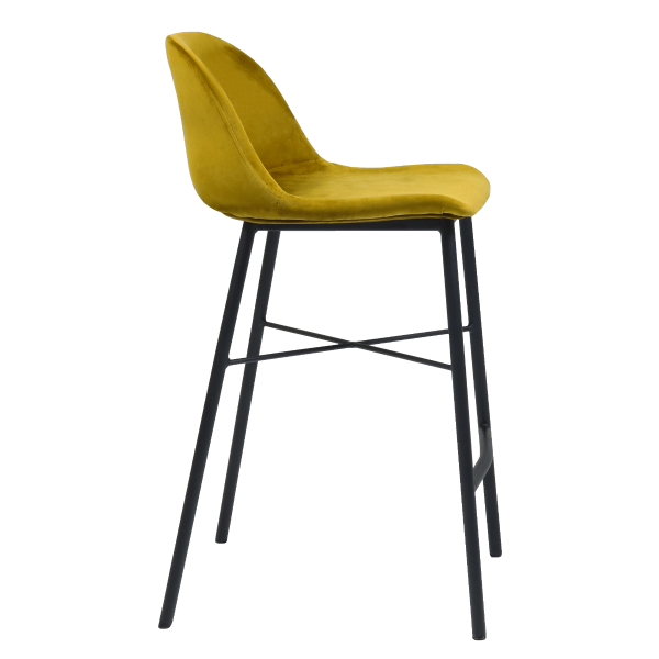 Modern Luxury Metal Bar Stool High Seat Upholstered Saddle Chair for Dining or Hotel