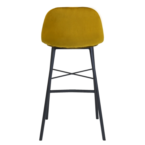 Modern Luxury Metal Bar Stool High Seat Upholstered Saddle Chair for Dining or Hotel