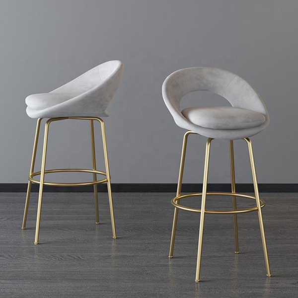 Fabric Upholstered Bar Stool With Stainless Steel Customized Modern Bar Chair