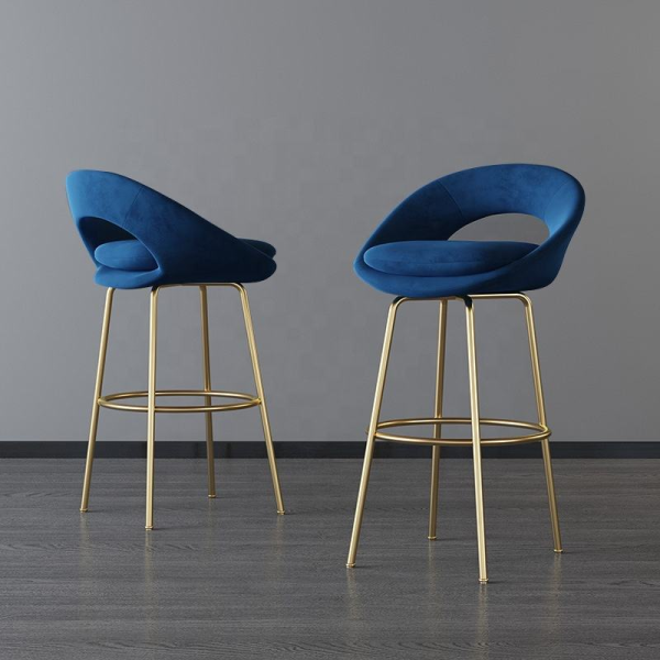 Fabric Upholstered Bar Stool With Stainless Steel Customized Modern Bar Chair