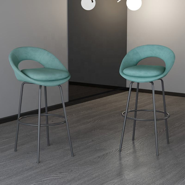 Fabric Upholstered Bar Stool With Stainless Steel Customized Modern Bar Chair