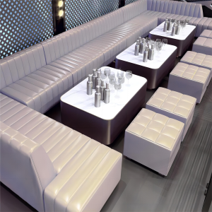 Modern luxury white leather lounge bar and nightclub sofa set.