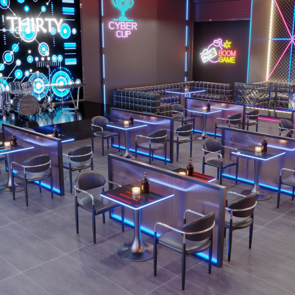 New design luminous bar furniture set custom leather sofa booths