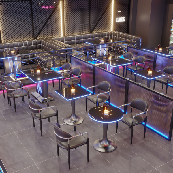 New design luminous bar furniture set custom leather sofa booths