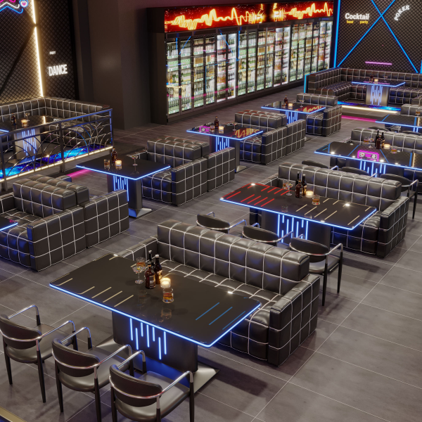 New design luminous bar furniture set custom leather sofa booths