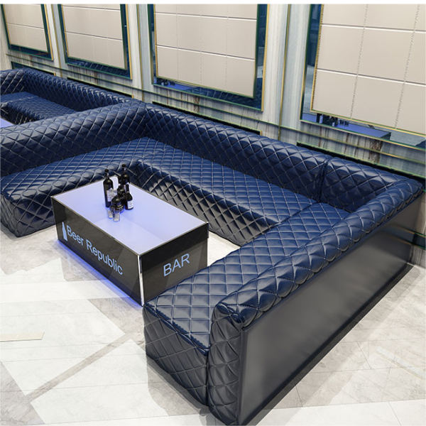 Nightclub booth LED bar black modular sofa furniture set