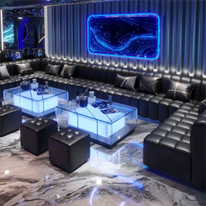 Nightclub booth LED bar black modular sofa furniture set