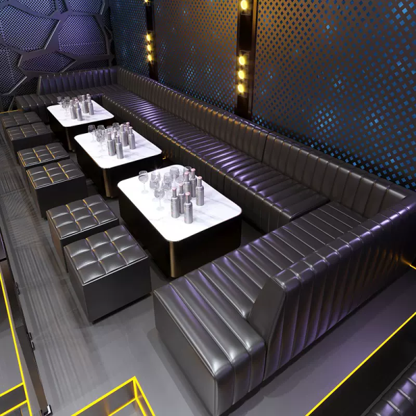 Nightclub booth LED bar black modular sofa furniture set