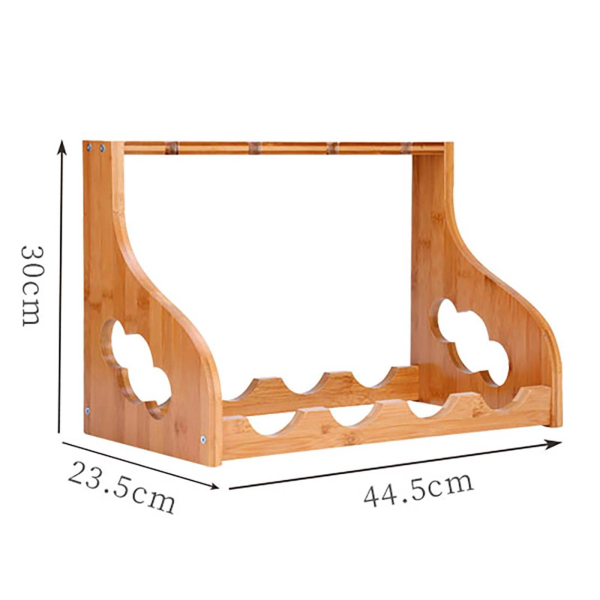 Bamboo Wine Rack with Glass Rack Luxury Wine Bottle Display Stand