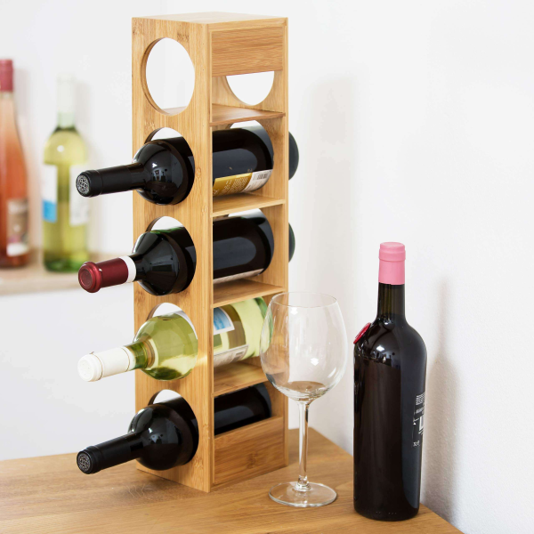 Durable Bamboo Stackable 5-Tier Bottle Storage Container Wine Rack