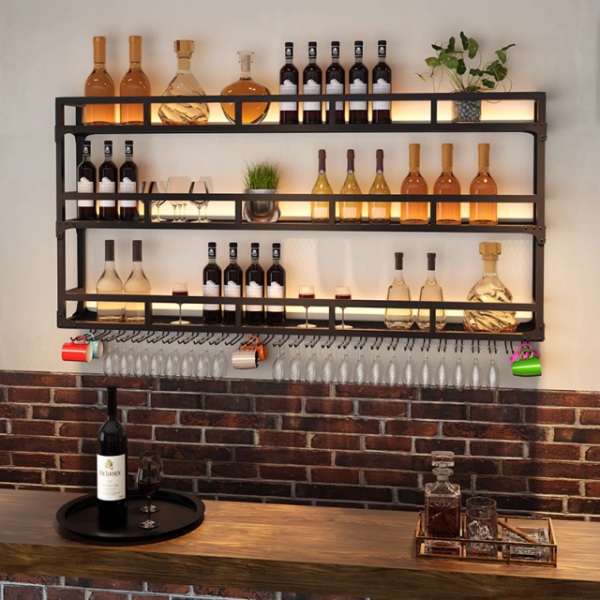 Modern simple lighting wall mounted wine cabinet bar wine rack