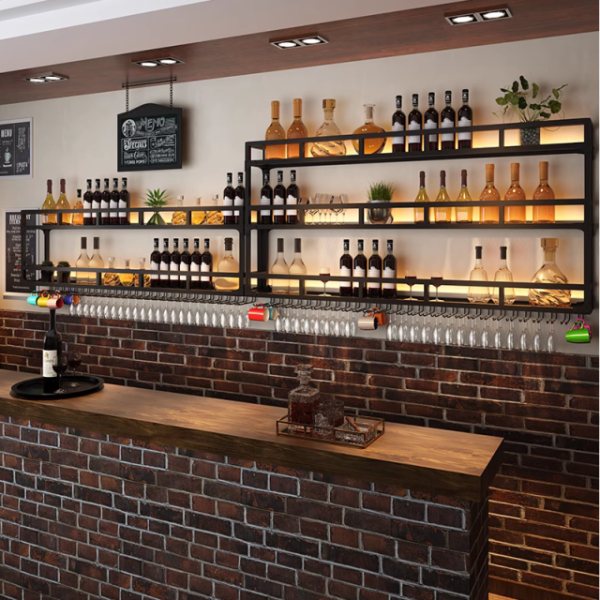 Modern simple lighting wall mounted wine cabinet bar wine rack