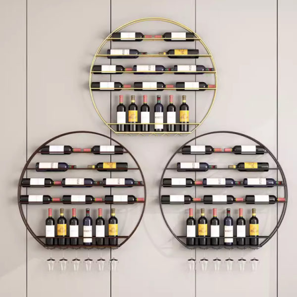 European style iron wall mounted creative wine rack hanging display rack