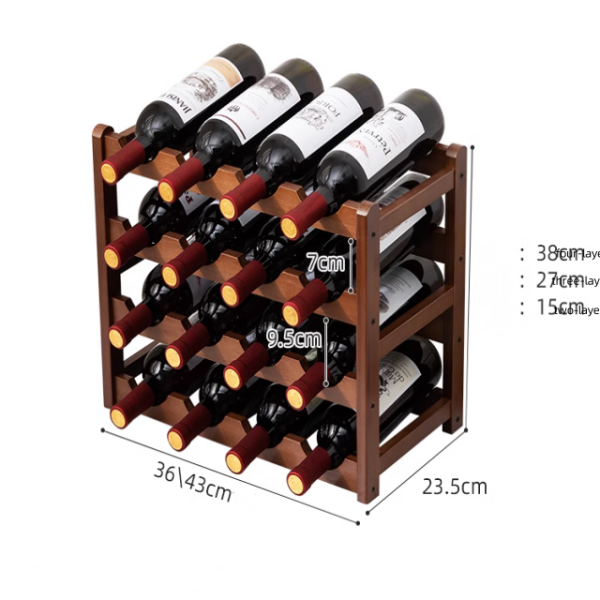 Nanmu wood wine rack multi-bottle lattice wine rack