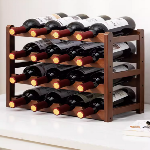 Nanmu wood wine rack multi-bottle lattice wine rack