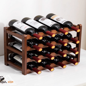 Nanmu wood wine rack multi-bottle lattice wine rack