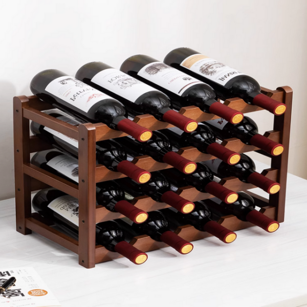 Nanmu wood wine rack multi-bottle lattice wine rack