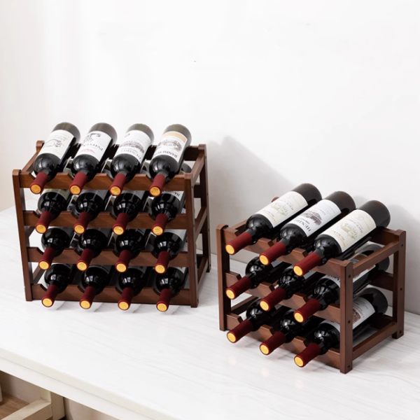 Nanmu wood wine rack multi-bottle lattice wine rack