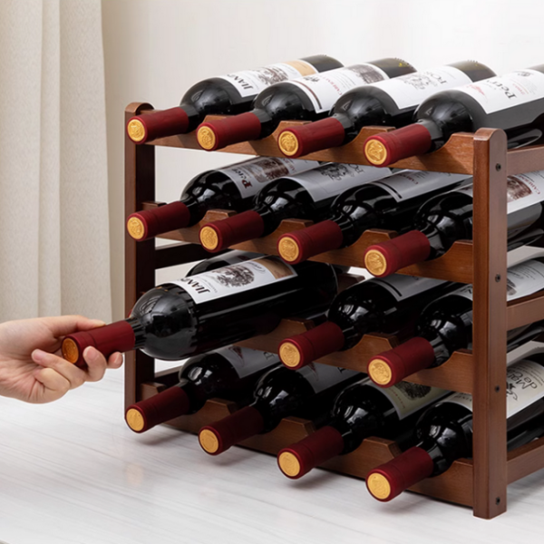 Nanmu wood wine rack multi-bottle lattice wine rack