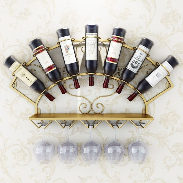 European style wall mounted iron wine rack for bar