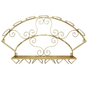 European style wall mounted iron wine rack for bar