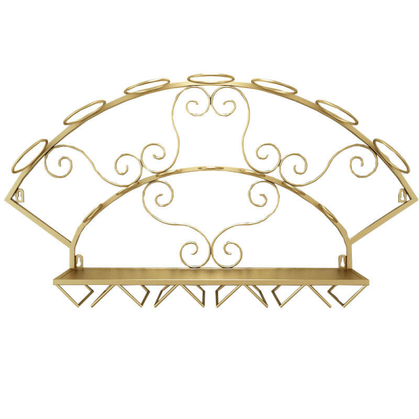 European style wall mounted iron wine rack for bar