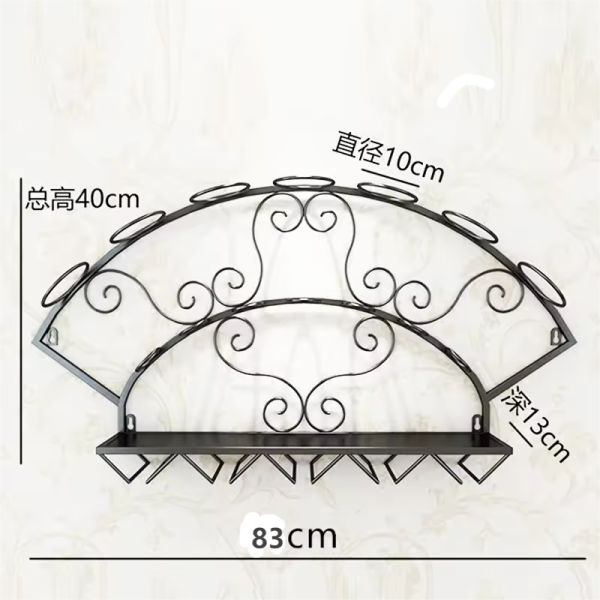 European style wall mounted iron wine rack for bar