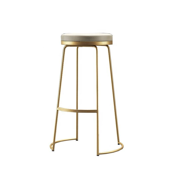 Modern Nordic commercial metal upholstered bar stool suitable for kitchens and restaurants