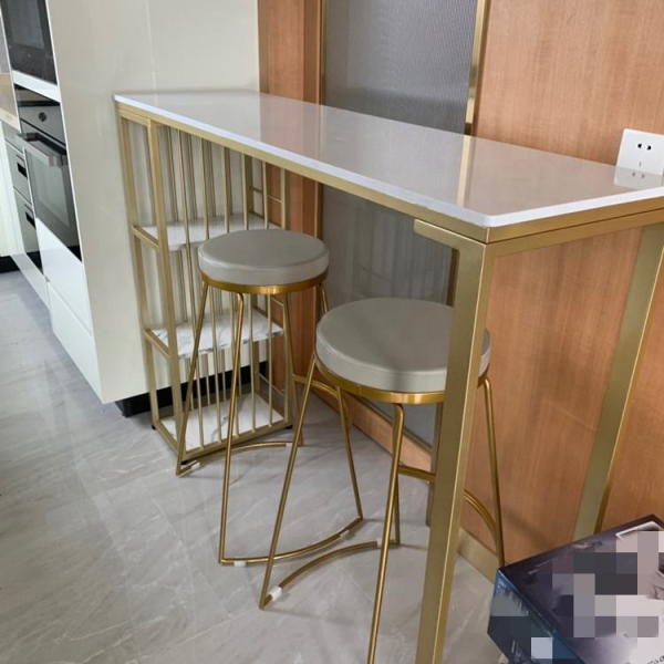 Modern Nordic commercial metal upholstered bar stool suitable for kitchens and restaurants