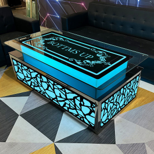 KTV coffee table with multi-color LED lighting tempered glass bar table