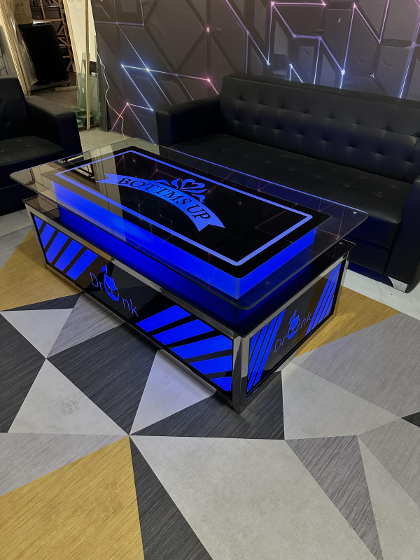 KTV coffee table with multi-color LED lighting tempered glass bar table