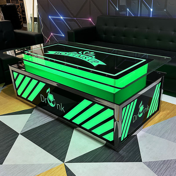 KTV coffee table with multi-color LED lighting tempered glass bar table