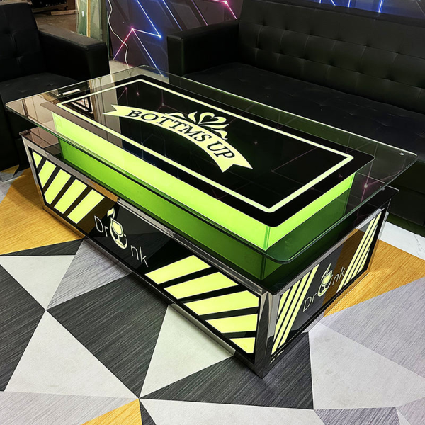KTV coffee table with multi-color LED lighting tempered glass bar table