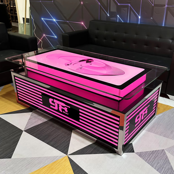 KTV coffee table with LED lighting tempered glass bar table