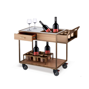 Mobile wine cart modern design beverage bar cart with ice cube drawer