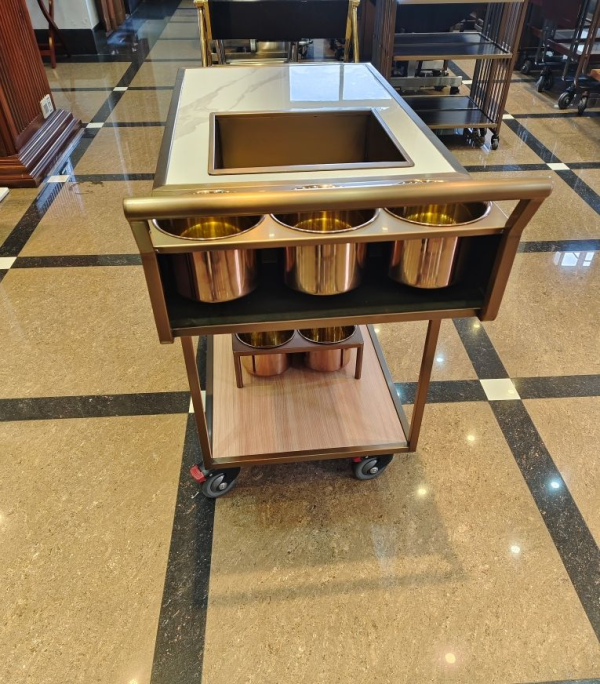Mobile wine cart modern design beverage bar cart with ice cube drawer