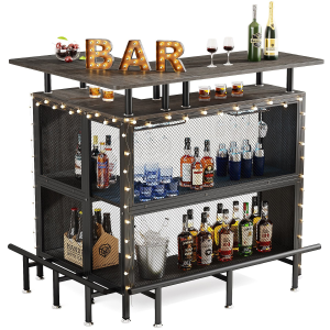 Industrial style furniture wine coffee bar cart wine corner cabinet with storage space
