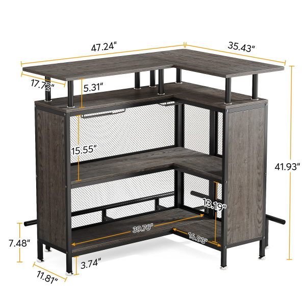 Industrial style furniture wine coffee bar cart wine corner cabinet with storage space